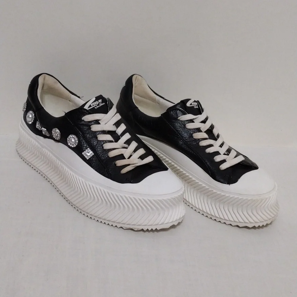 NEW Circus NY Sam Edelman Taelyn Rhinestone Platform Sneakers 9 Glam Streetwear